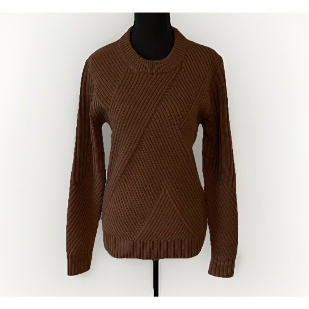 Eddie Bauer Women XS Brown Cable Knit Sweater Capsule Minimalist Outdoor Cottage